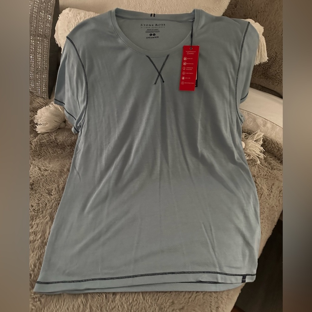 NWT - STONE ROSE HI TECH DRESS WARE SHORT SLEEVE AMAZING SOFT BEAUTIFUL MATERIAL